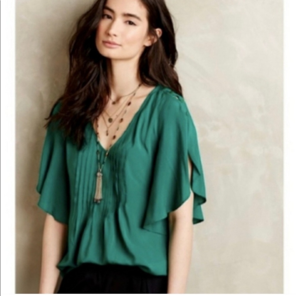 Anthropologie Maeve Maya Flutter Sleeve Top